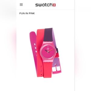 Swatch Fun In Pink Double Strap Watch